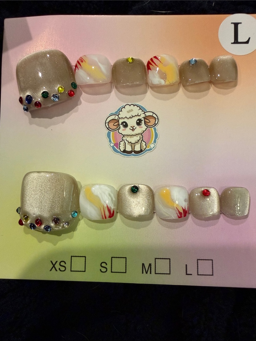 Silver cateye and marble Accent handmade acrylic Press-On Toe Nails